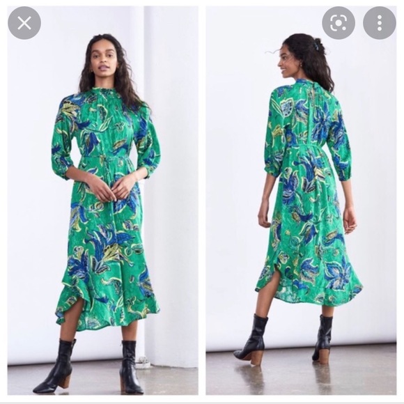 Anthropologie Dresses & Skirts - Anthro maeve Jessamine mock neck blue green dress/ NWT/ Med/